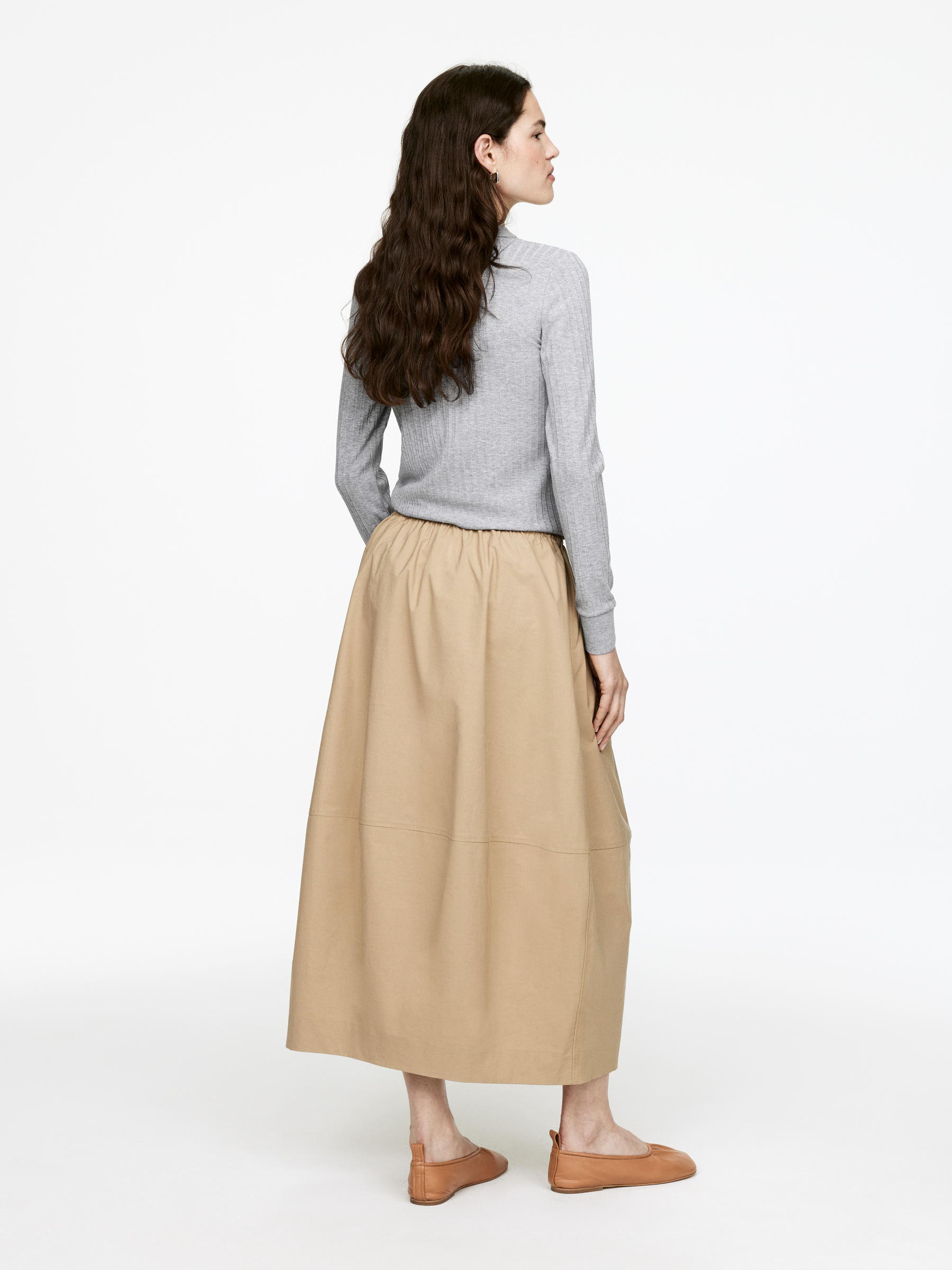 Cotton Midi Skirt - Beige - Regular fit - Women - StillMedia/Lookbook - 3