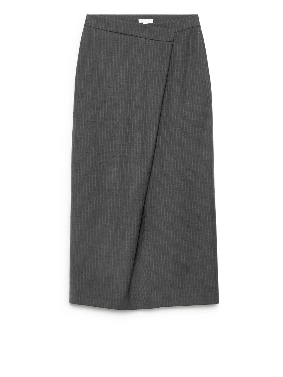 Wrap Skirt Grey Melange Pinstripe Women ARKET NL