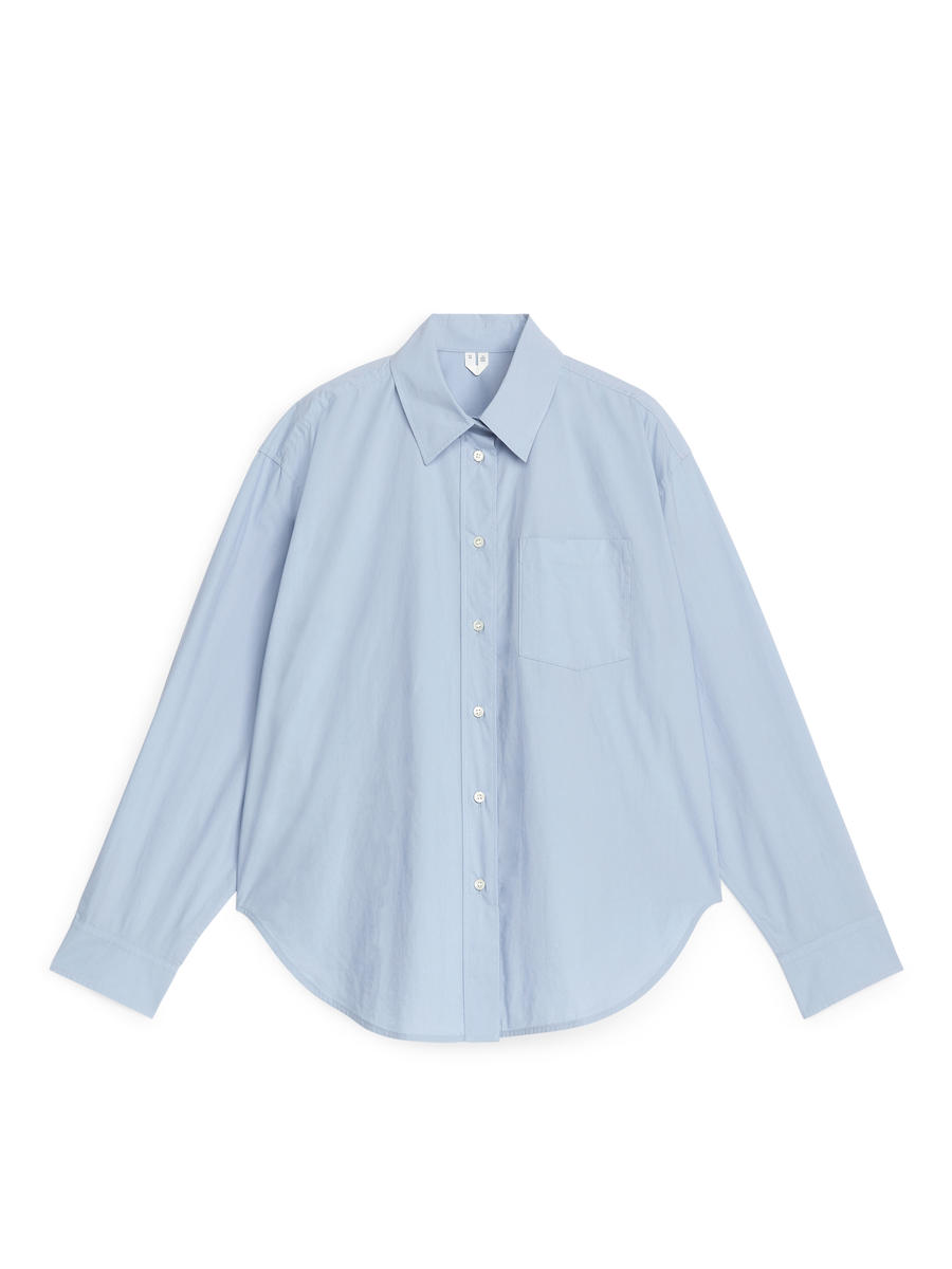 Oversized-Fit Poplin Shirt-#8898BA-11698