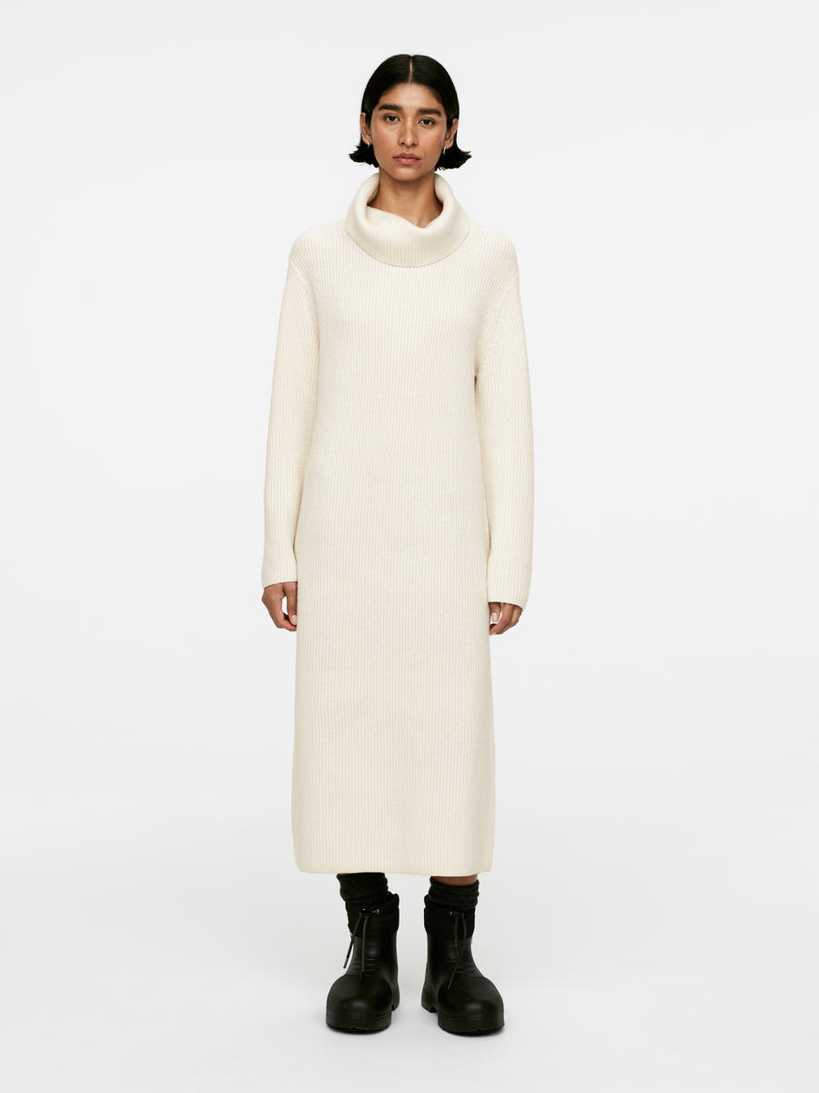 Roll-Neck Wool Dress-#F2E8D6-13345