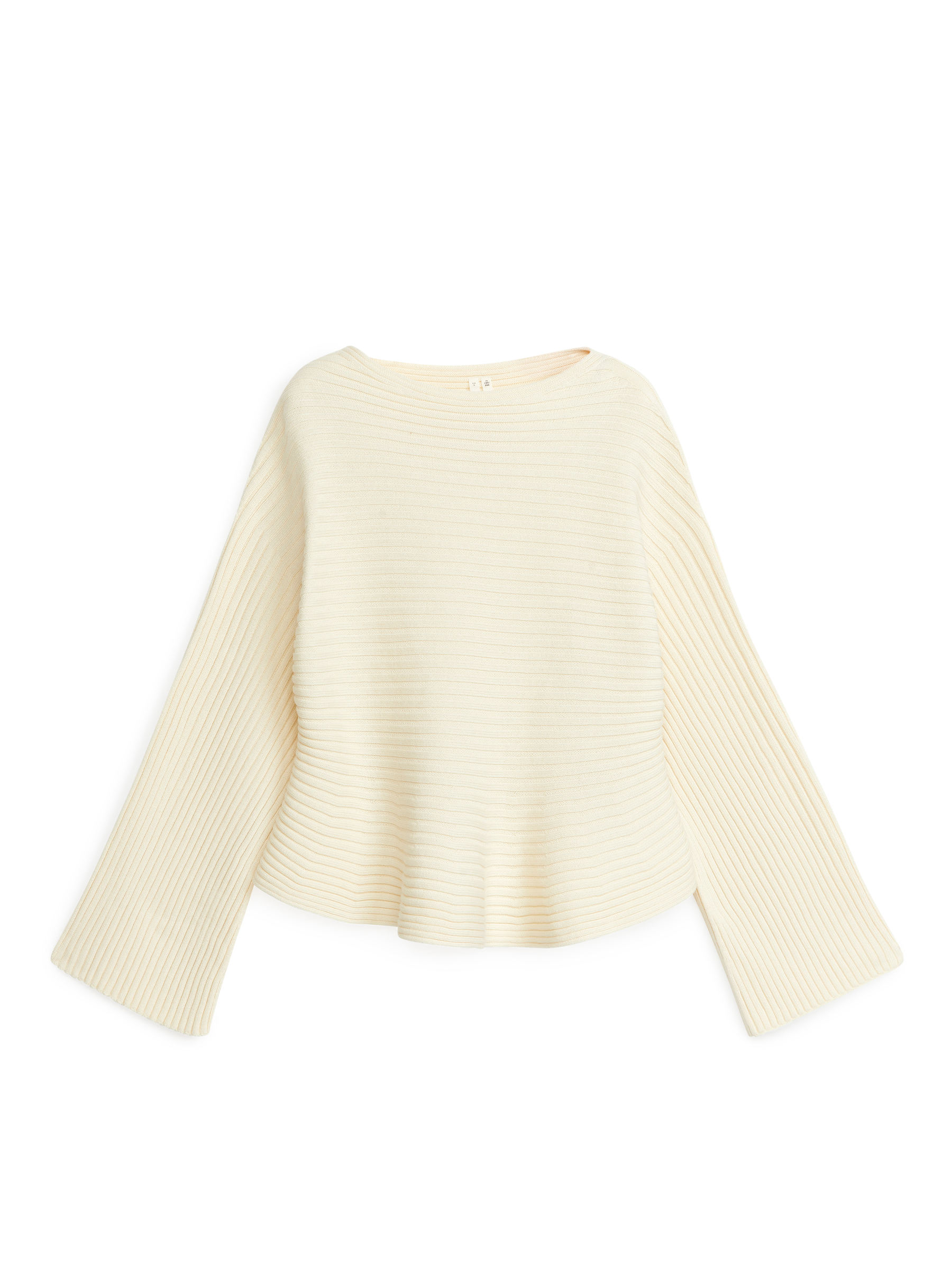 Bawełniany sweter w prążki - Złamana biel - Fason normalny - Women - StillMedia/DescriptiveStillLife - 1