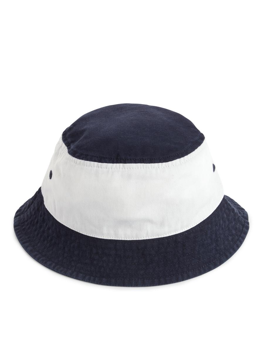 Colour-Blocked Bucket Hat - Dark Blue/White - Children - 1151545001