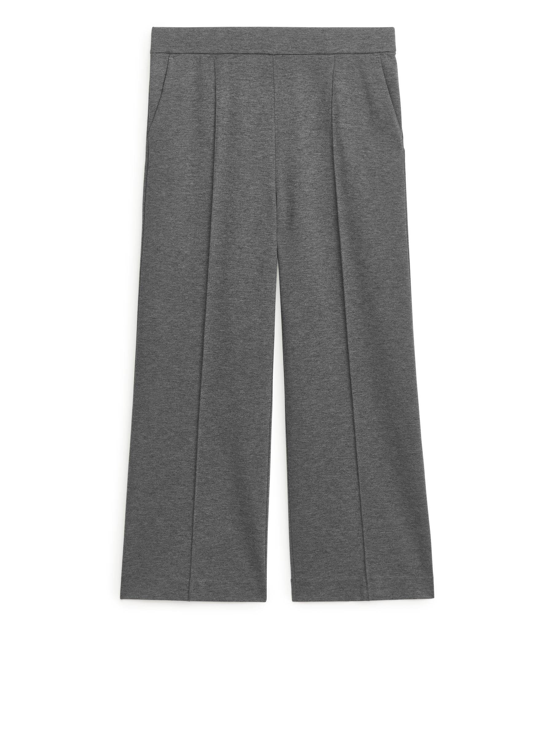 Pantaloni cropped con lavorazione a coste Milano - Grey Melange - Regular fit - Women - StillMedia/DescriptiveStillLife - 1
