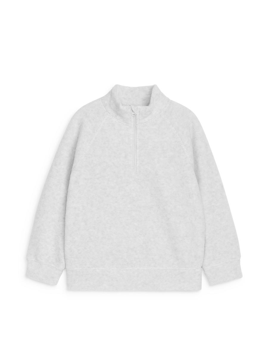 Fleece-Sweatshirt mit kurzem Reißverschluss-#B9BABC-12248