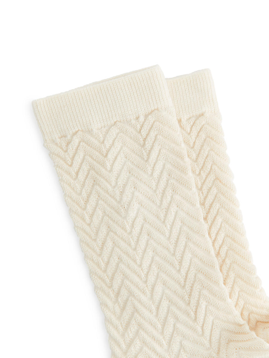 Baumwollsocken mit Chevron-Motiv-#DCD6C7-12030