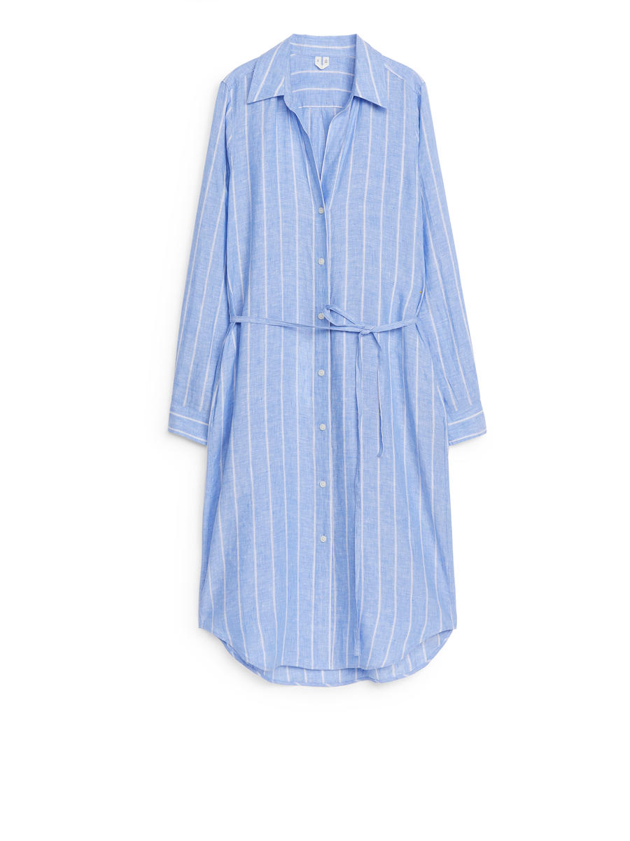 Linen Shirt Dress - Blue - Regular fit - Women - 1136467004