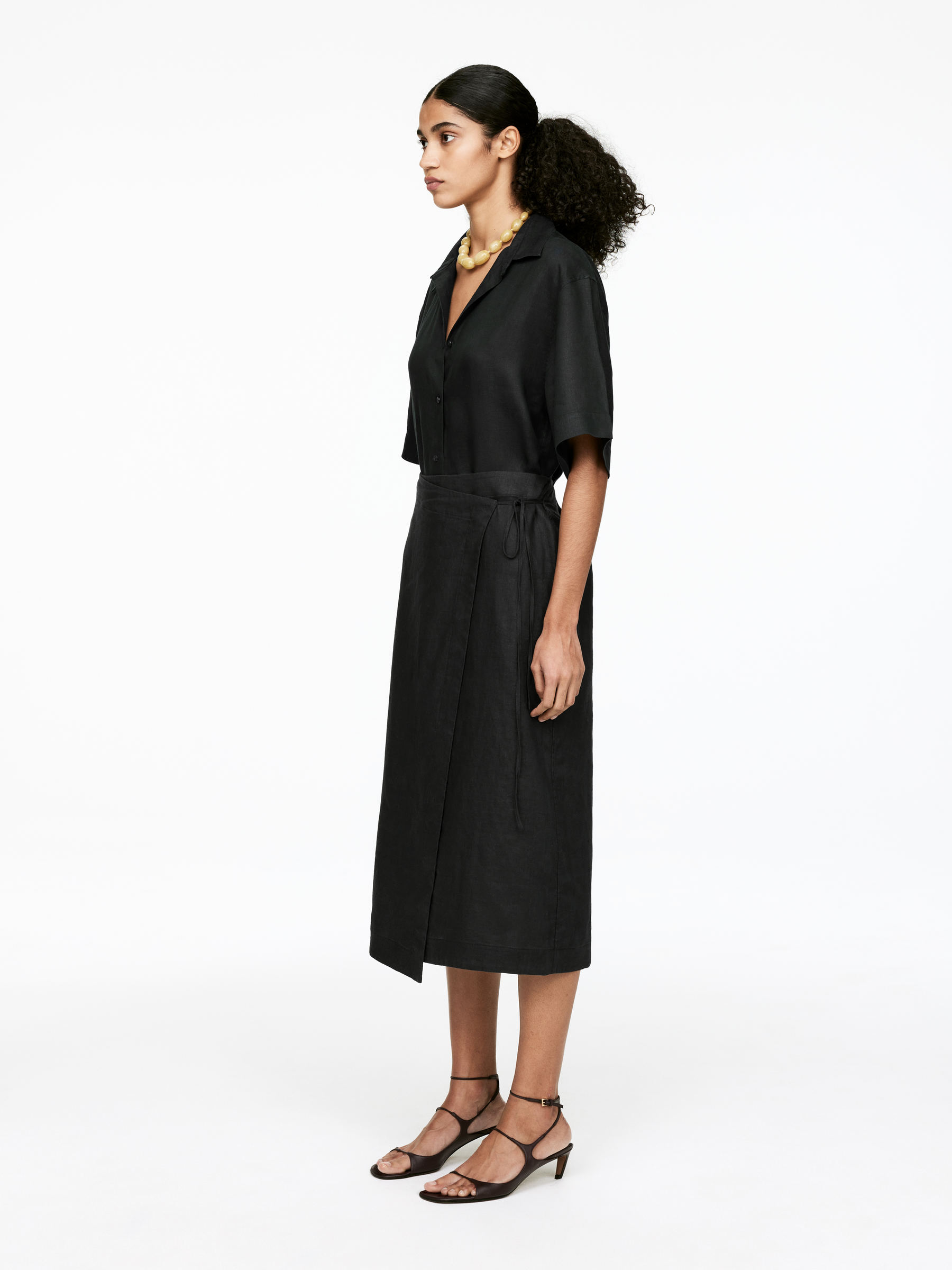 Linen Wrap Skirt - Black - Regular fit - Women - StillMedia/Lookbook - 4