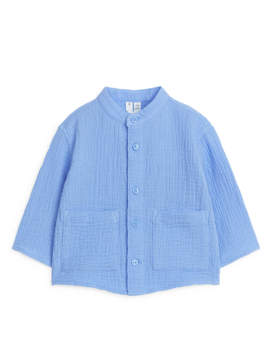 Cotton Muslin Shirt-Blue-7662