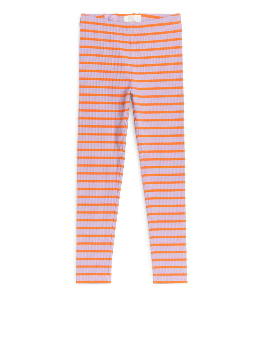 Gerippte Leggings - Orange/Flieder - Figurbetont - Children - 1106173034