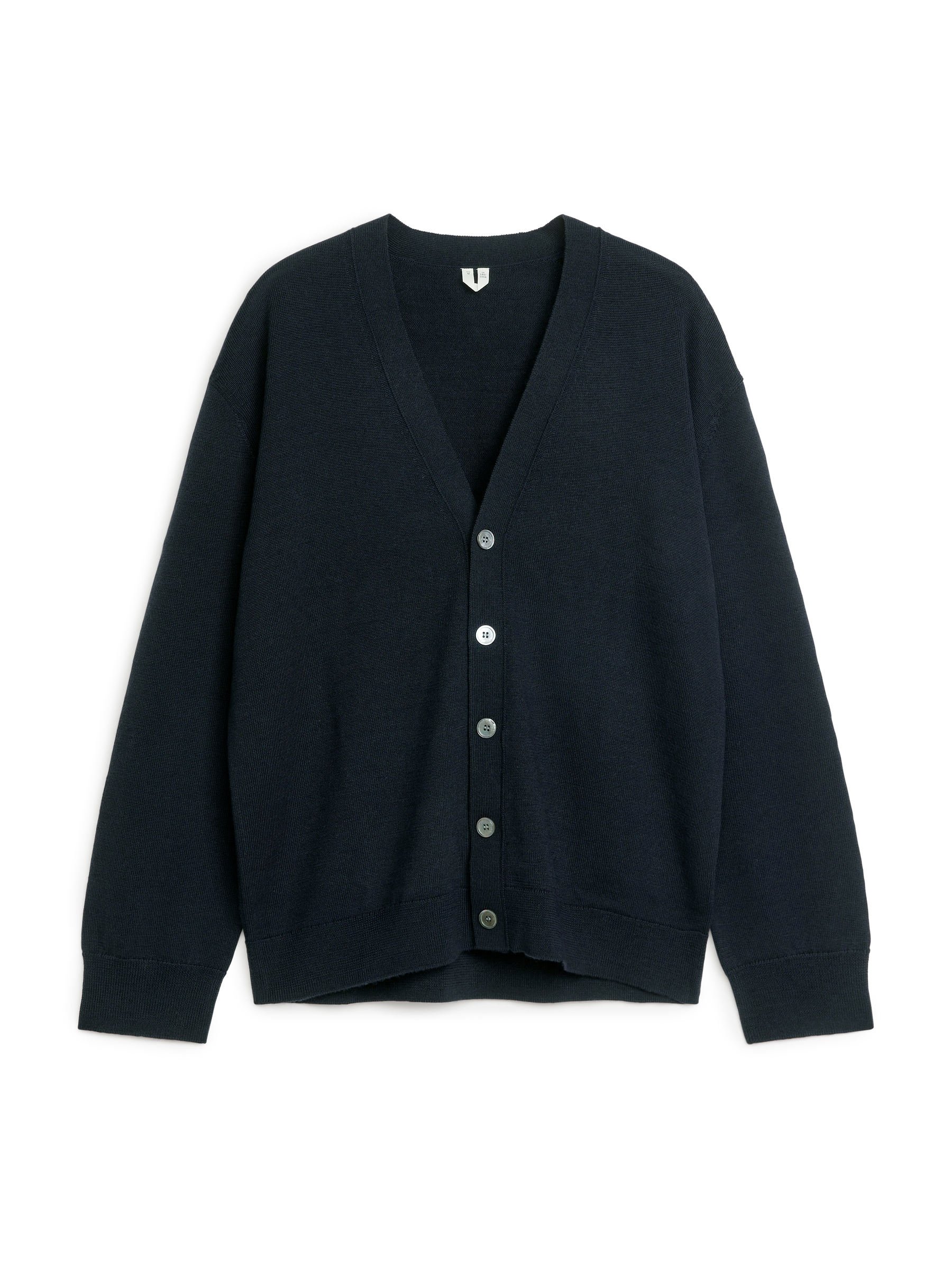 Cárdigan de lana con cuello en V-#2F3237-3923