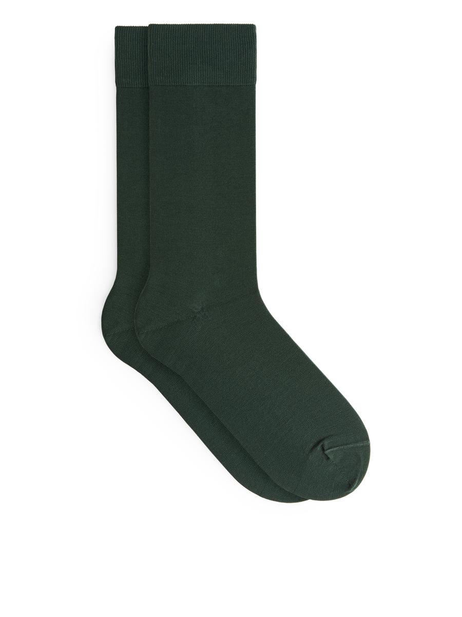 Merzerisierte Baumwollsocken-#383F3D-9988