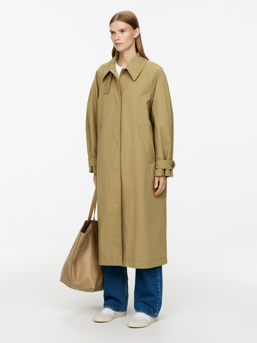 Cotton Blend Trench Coat Khaki Green Women ARKET NL