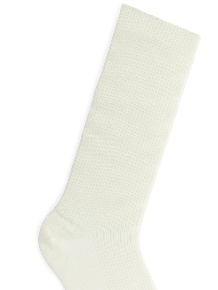 Gerippte Socken aus Wollmischung-#EFEFDF-6006