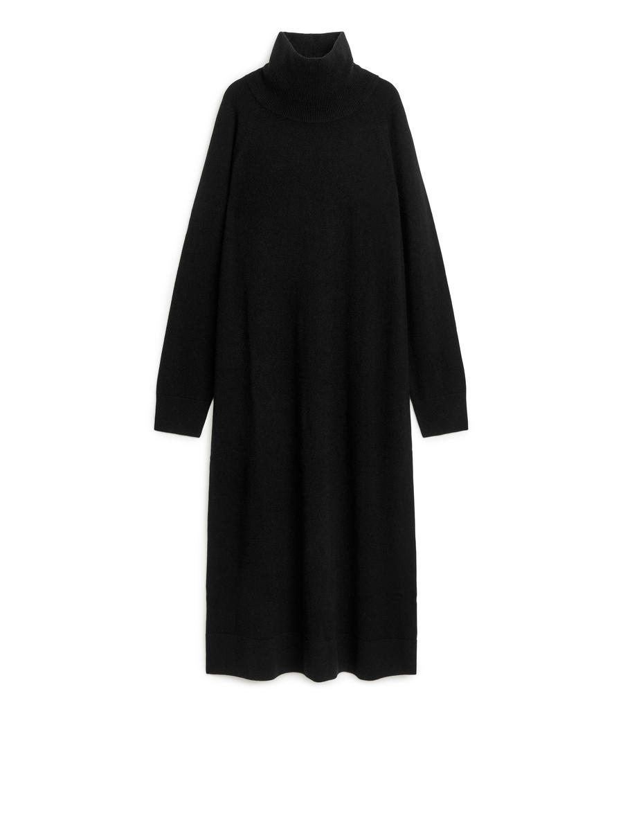 Cashmere-Wool Roll-Neck Dress-#272628-5978