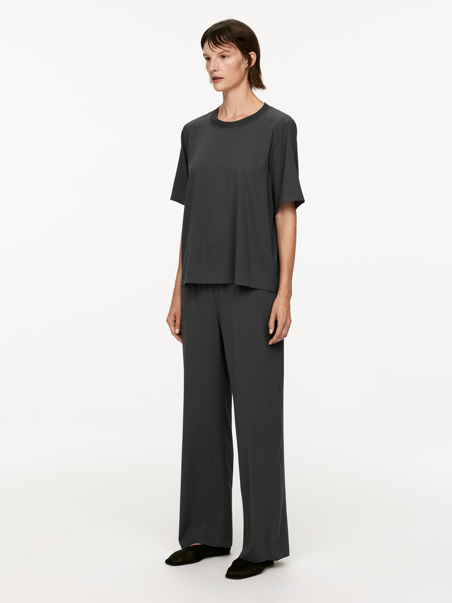 Silk-Crepe Trousers - Dark Grey - Regular fit - Women - 1250502001