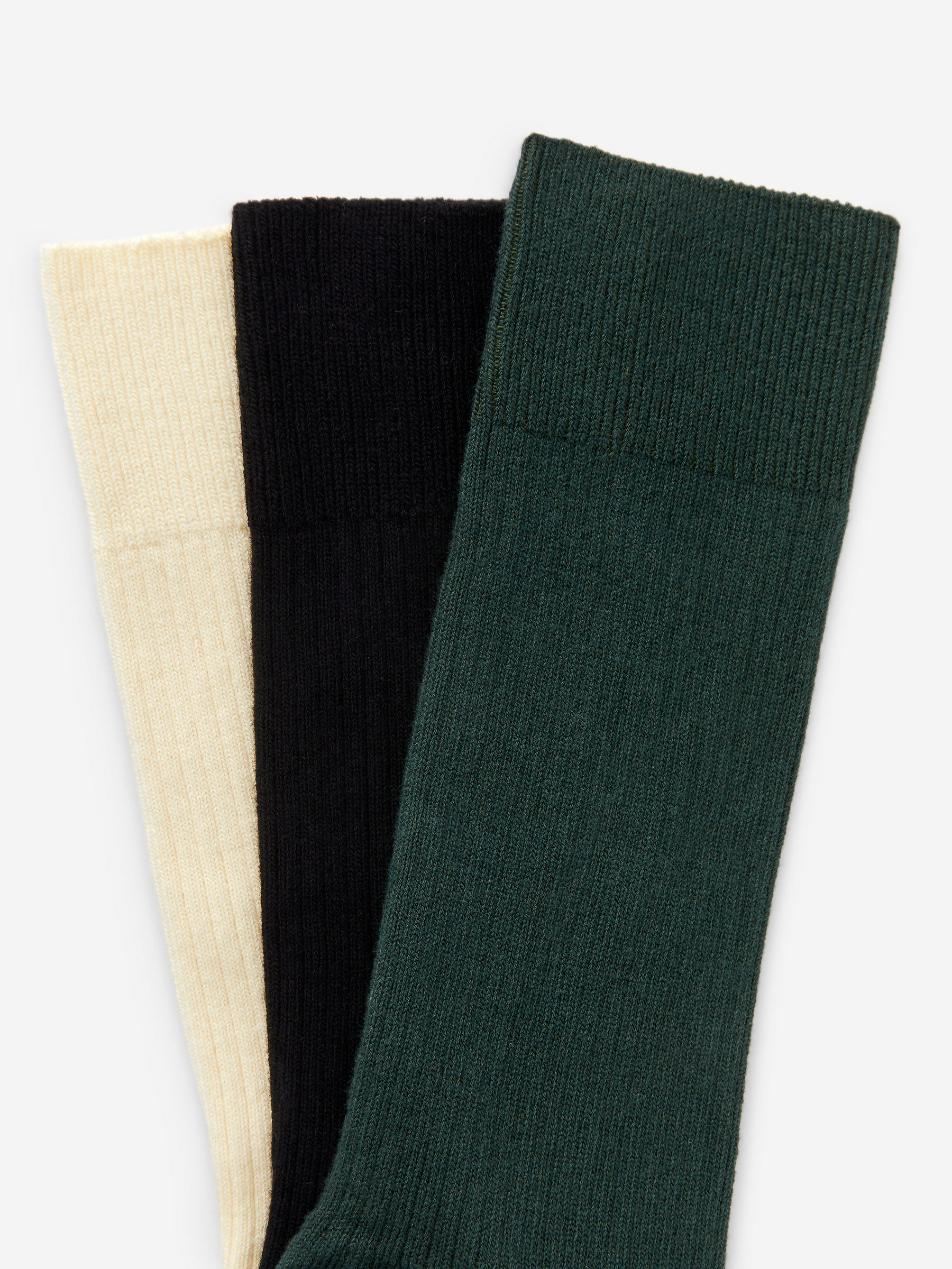Supima Cotton Rib Socks Set of 3 pairs - Green/Off White/Black - Men - StillMedia/DescriptiveDetail - 1