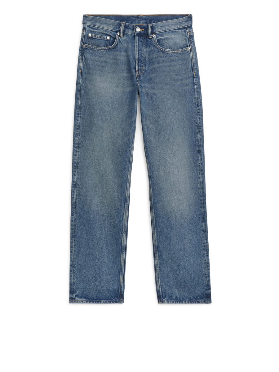 OCEAN Loose Straight Jeans-#3E4D7D-8909