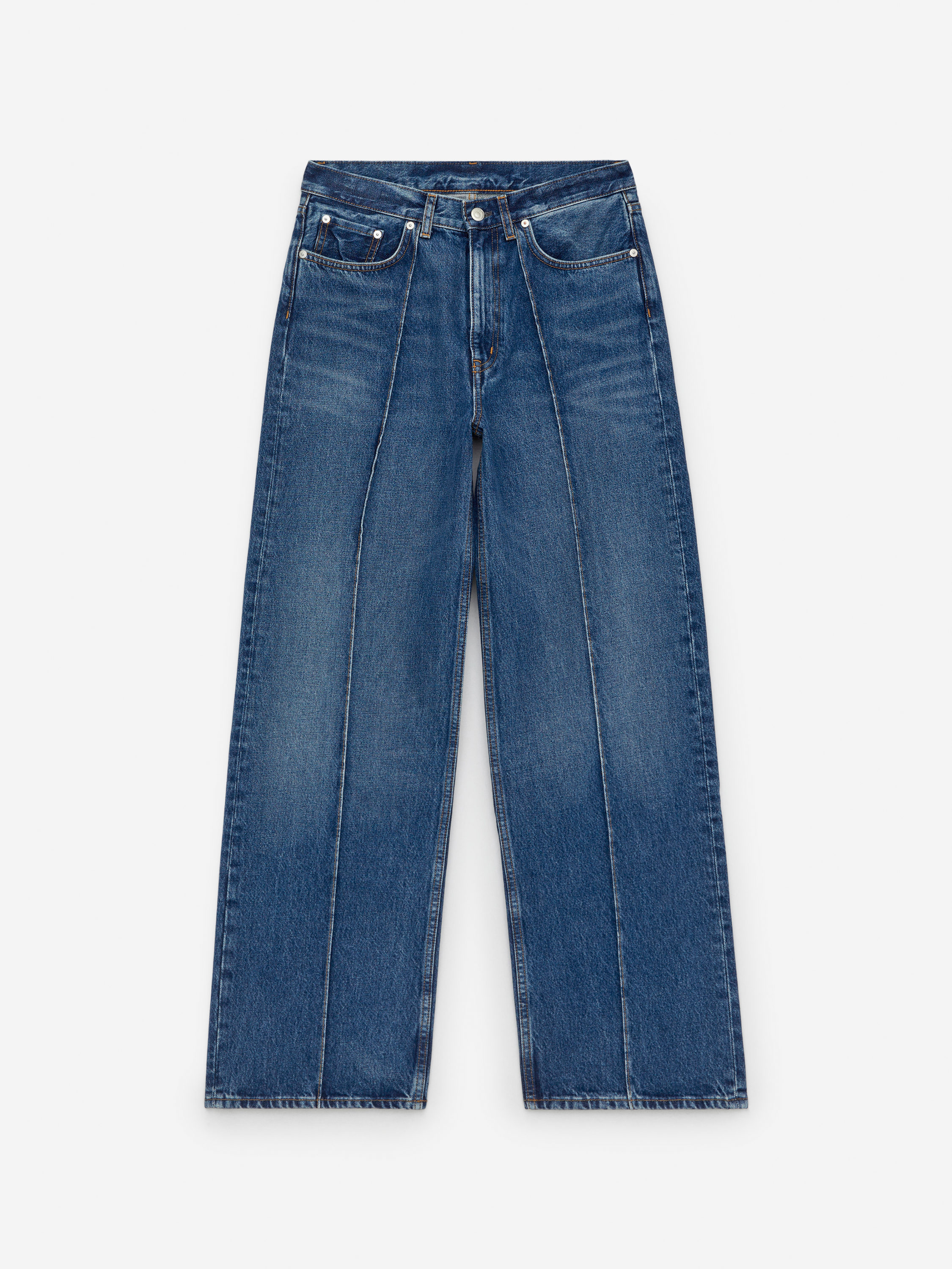 【AAKE】PINTUCK PURE DENIM Middy Straight Pintuck Women's Jeans - Dark Wash | Levi's® US