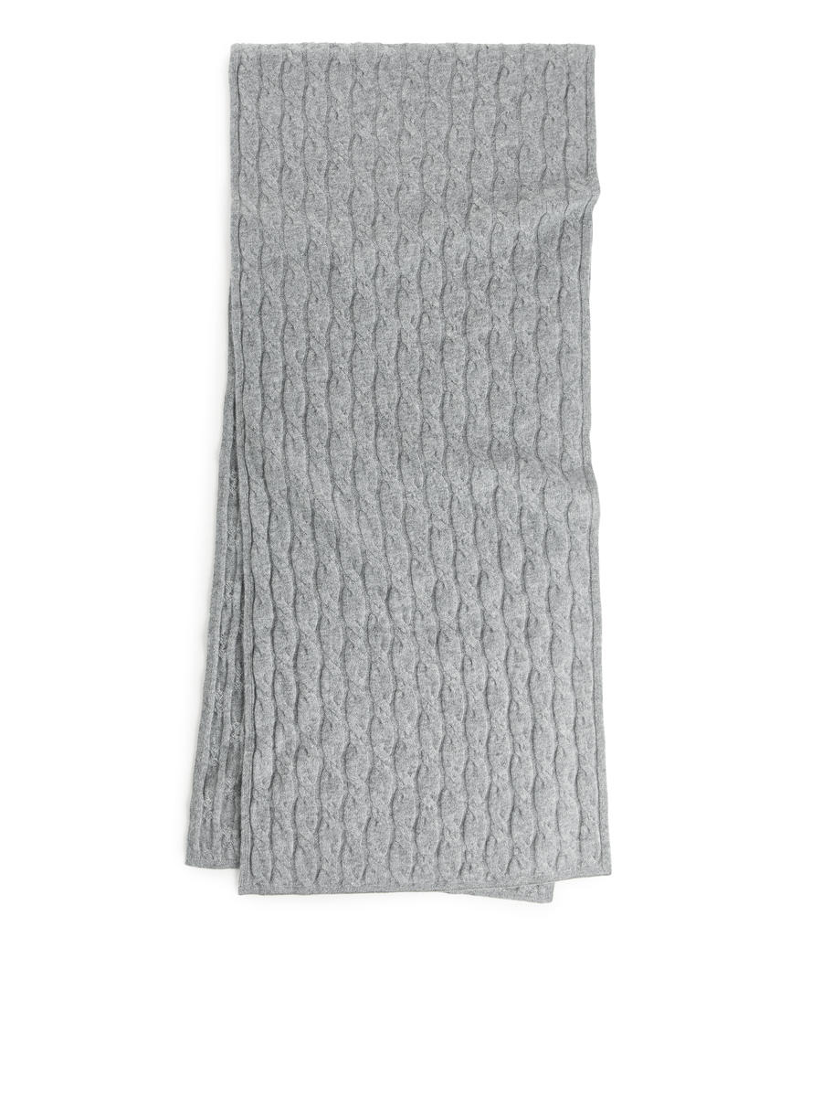 Cable-Knit Cashmere Scarf-#9C9EA5-6128