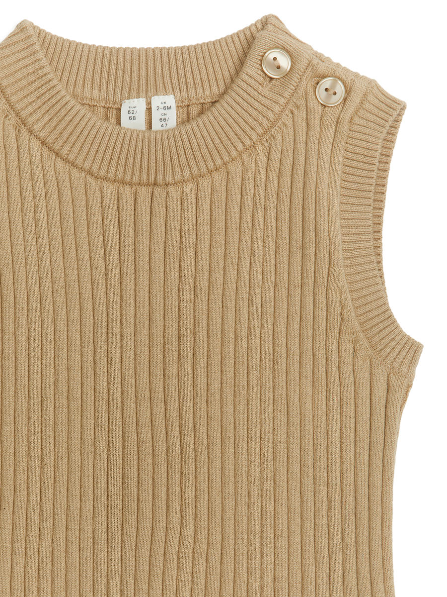 Rib-Knit Cotton Vest-#A49578-6819