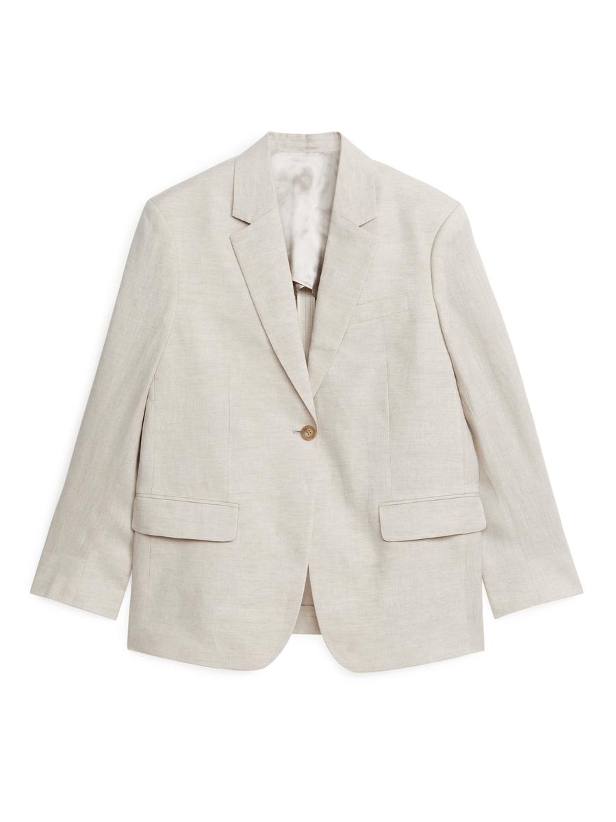 Oversize-Blazer aus Leinen - Hellbeige - Oversize - Women - 1137496001