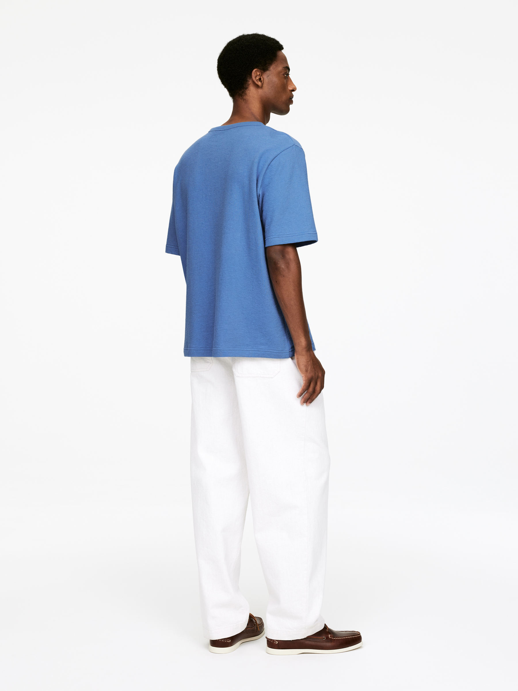 Relaxed Bouclé T-Shirt - Mid Blue - Loose fit - Men - StillMedia/Lookbook - 4