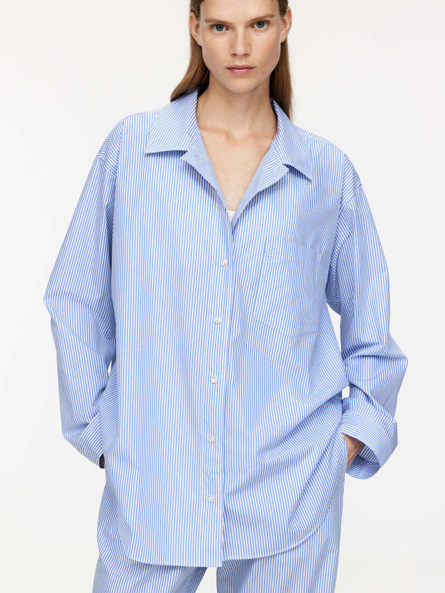 Poplin Pyjama Shirt-#657CBE-8410