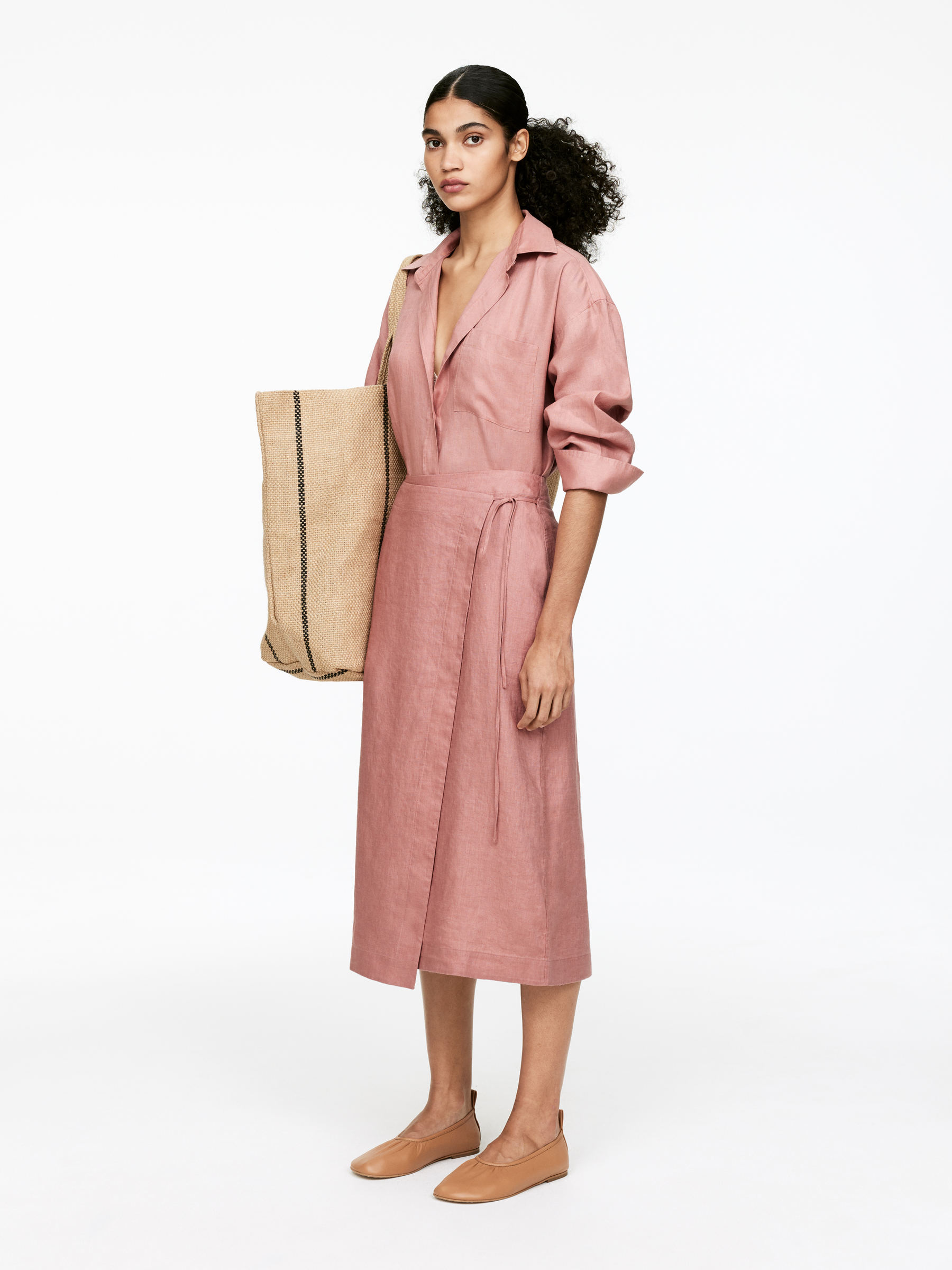 Linen Wrap Skirt - Dusty Pink - Regular fit - Women - StillMedia/Lookbook - 6