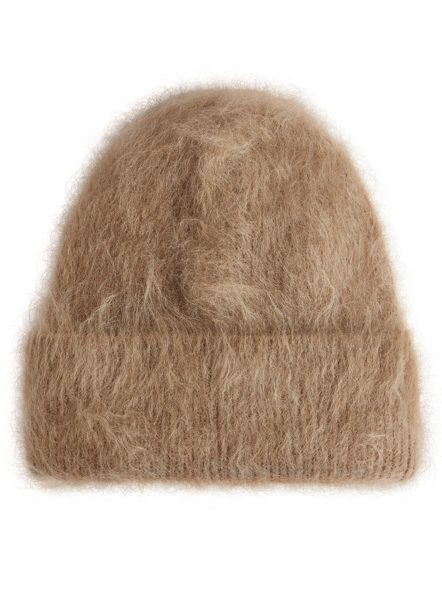 Beanie aus Mohair und Wolle-Beige-6232