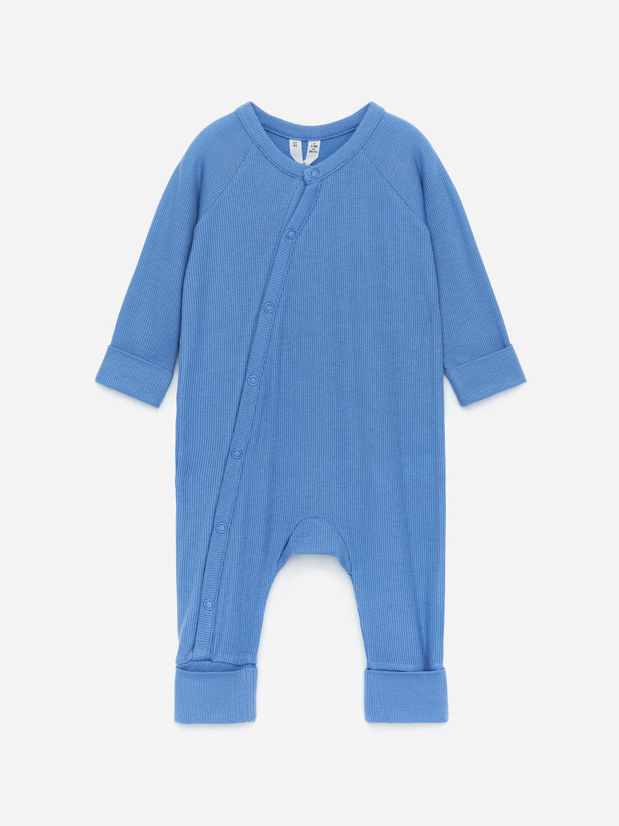 Newborn Smooth Rib Pyjama-#657CBE-13698