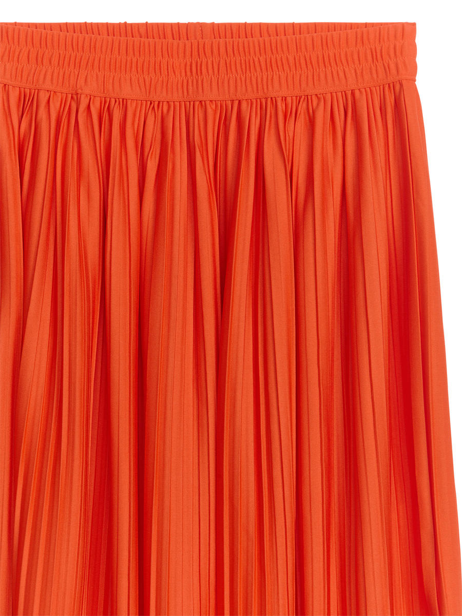 Pleated Midi Skirt-#CB593A-6274