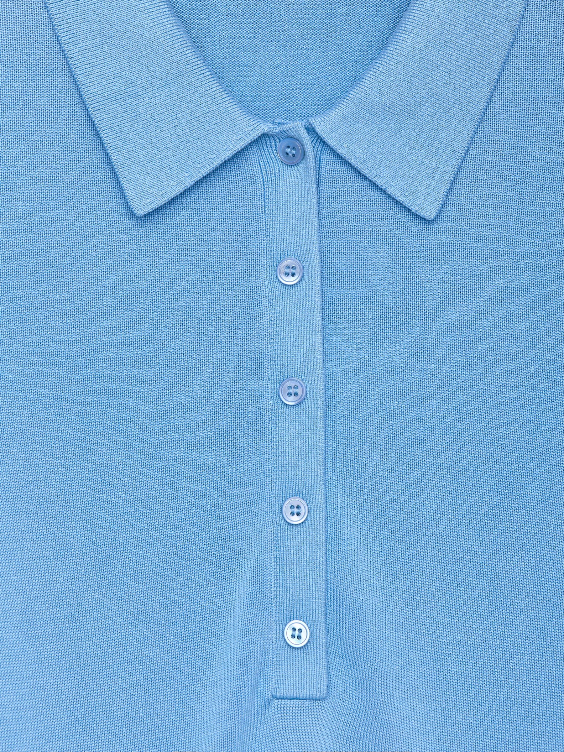 Knitted Polo Shirt - Light Blue - Regular fit - Women - StillMedia/DescriptiveDetail - 1