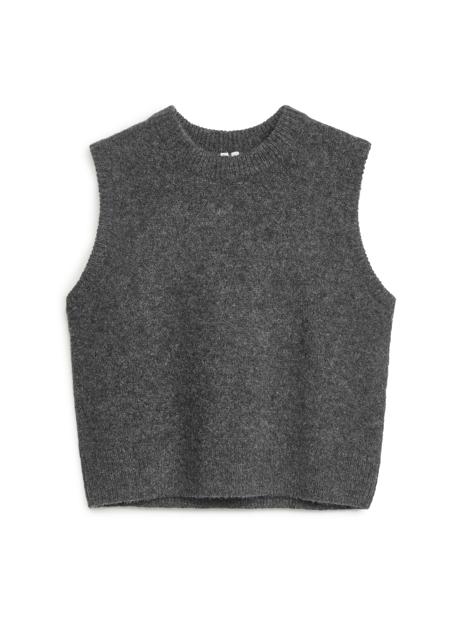 Knitted Alpaca Yak Vest - Grey Melange - Regular fit - Women - StillMedia/DescriptiveStillLife - 14