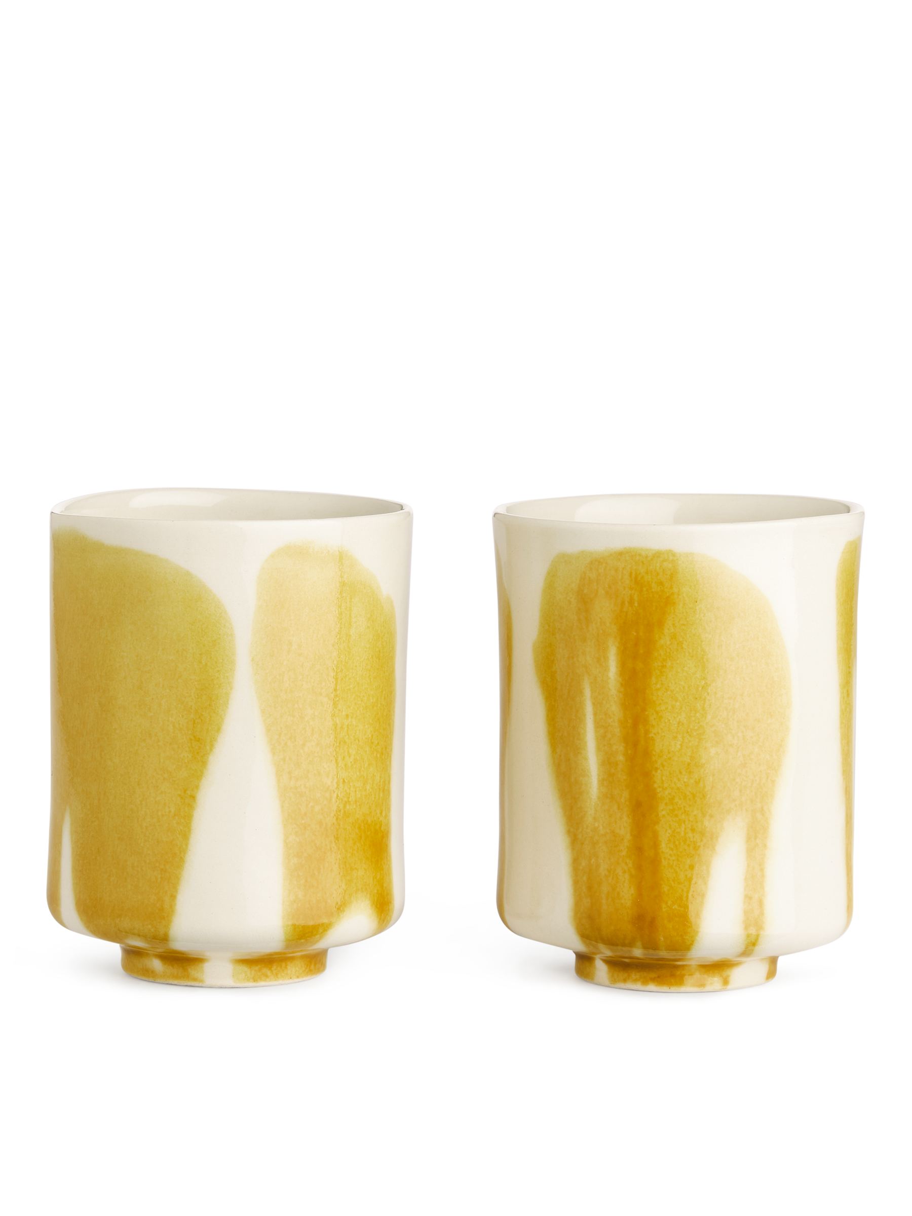 Stoneware Cups Set of 2 - White/Yellow - Homeware - StillMedia/DescriptiveStillLife - 1