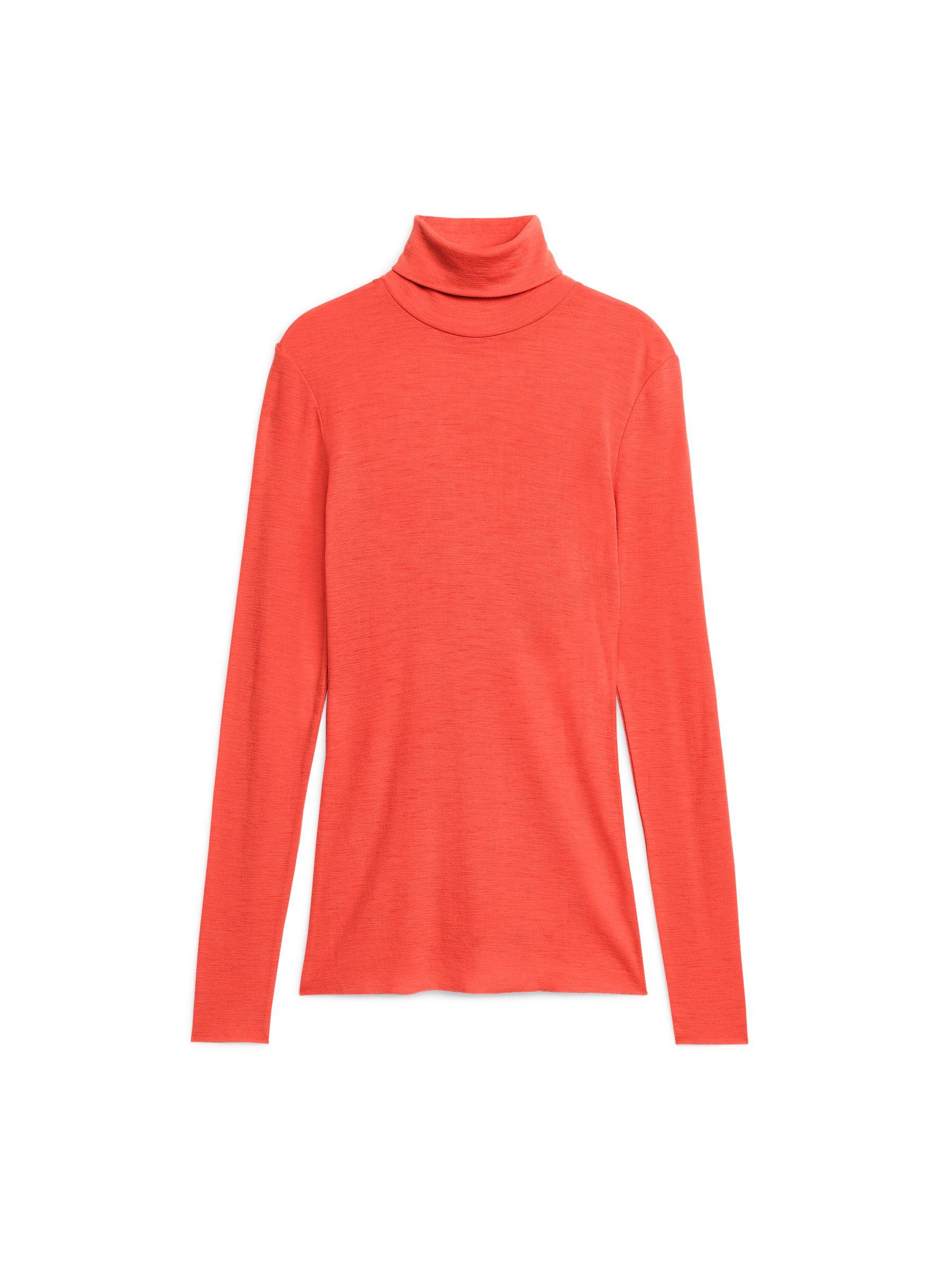 Hauchdünner Rollkragenpullover aus Merinowolle-#C55D47-10187