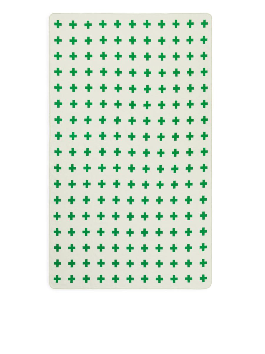 Pia Wallén Cross Blanket - Green/White - Homeware - 1038567003