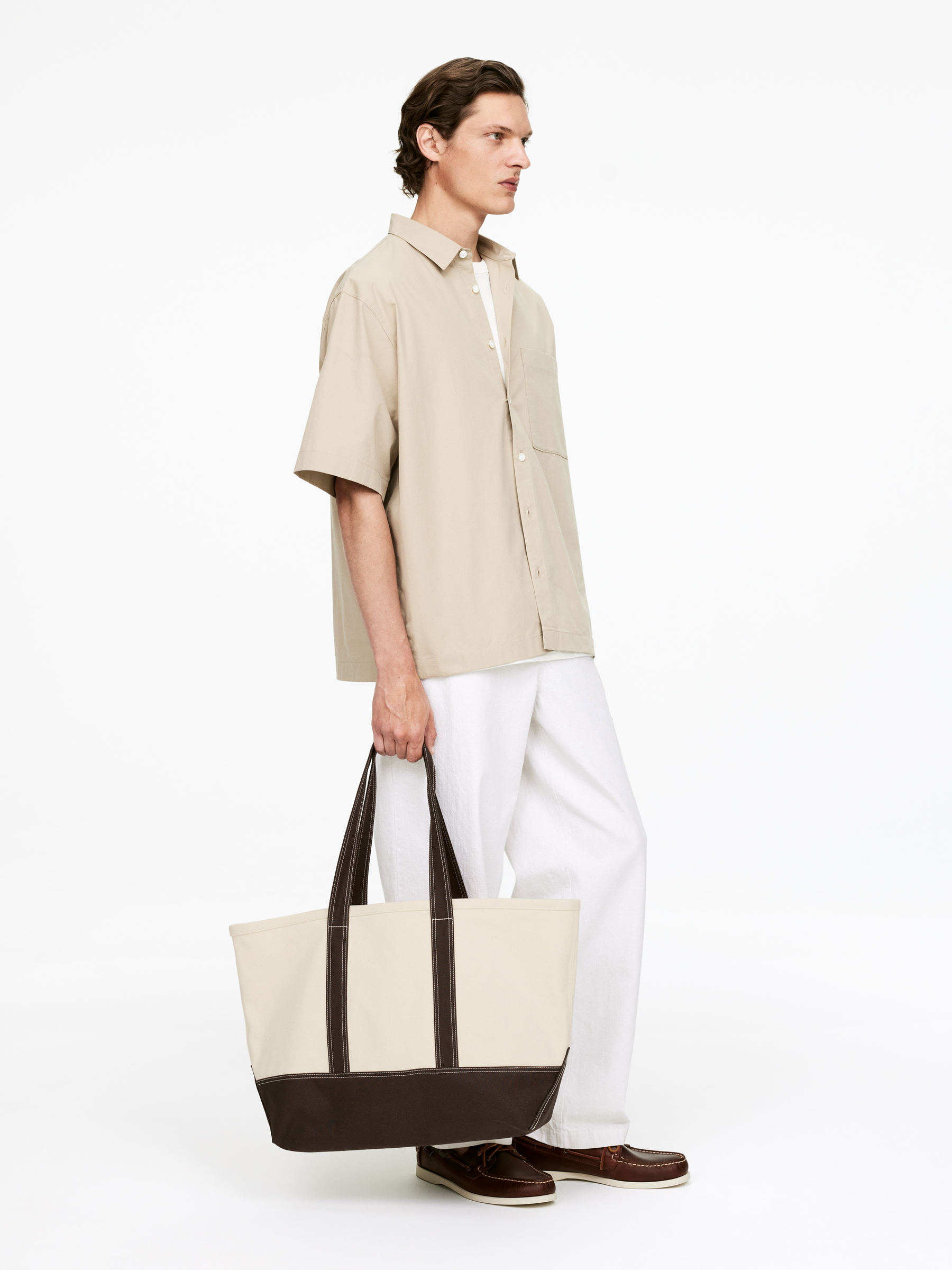 Oversized Canvas Tote - Off White/Mole - Men - StillMedia/Lookbook - 7
