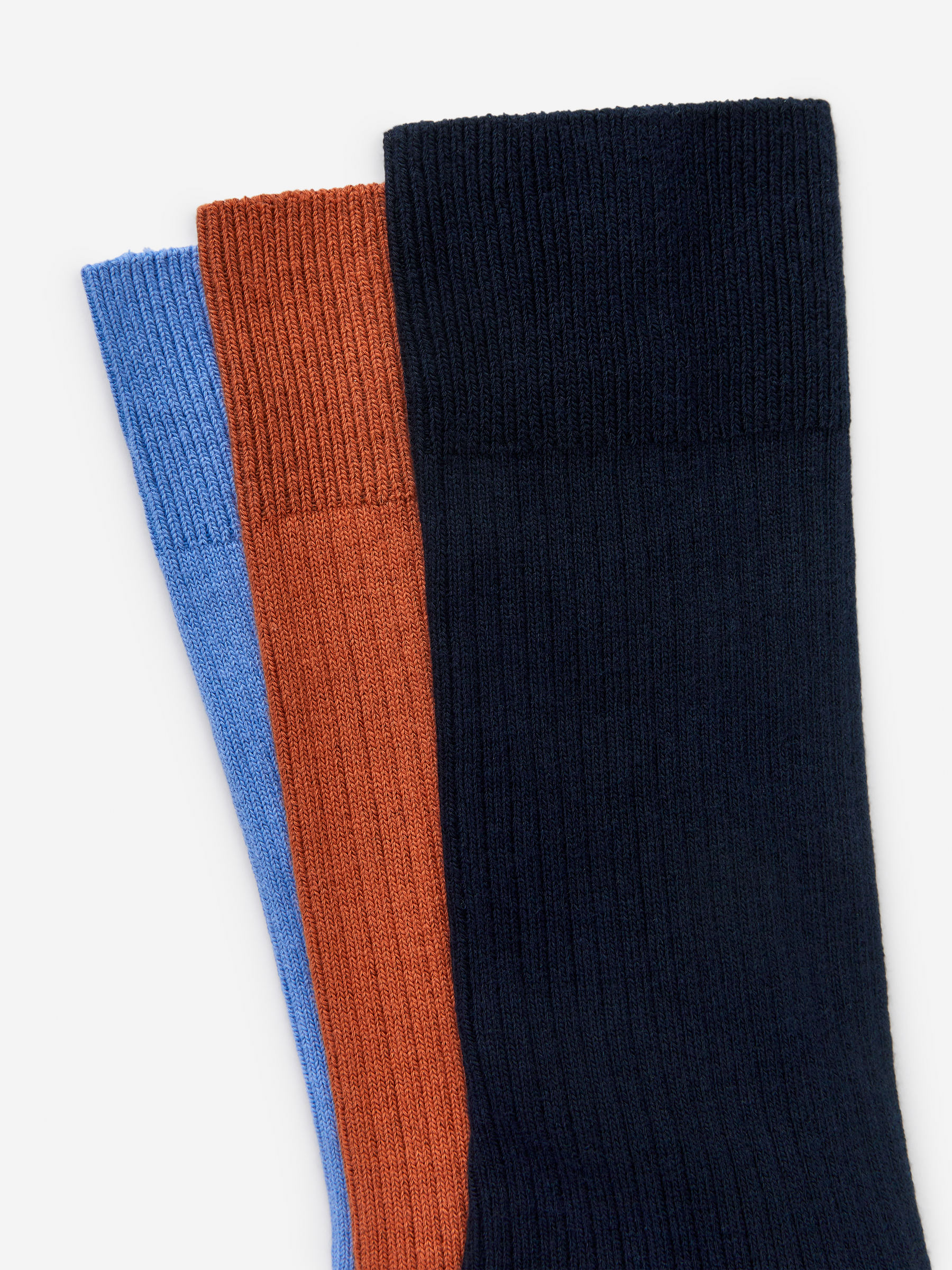 Supima Cotton Rib Socks Set of 3 pairs - Blue/Rust - Men - StillMedia/DescriptiveDetail - 1