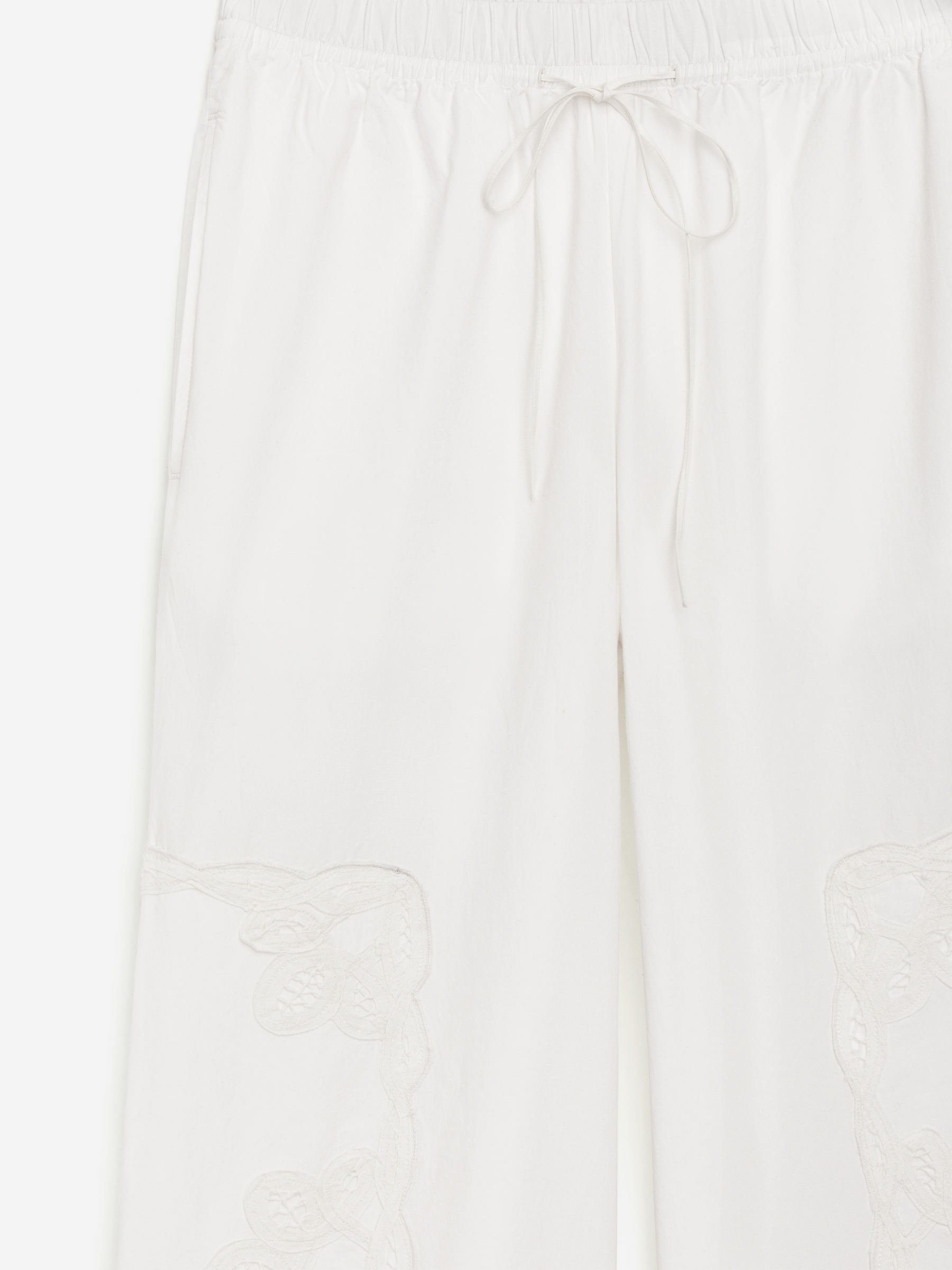 Embroidered Trousers - White - Relaxed fit - Women - StillMedia/DescriptiveDetail - 1