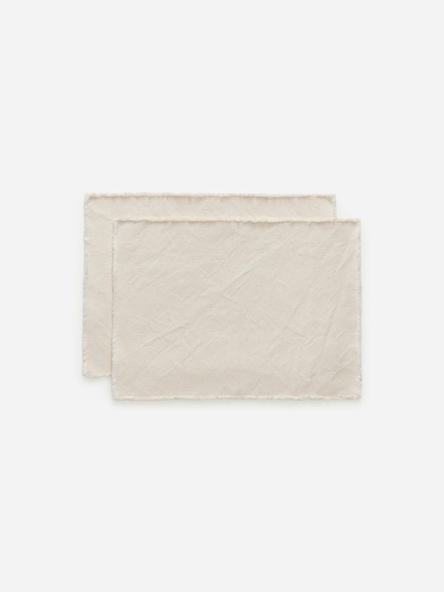 Frayed-Edge Placemat Set of 2-#ECEDEC-13919