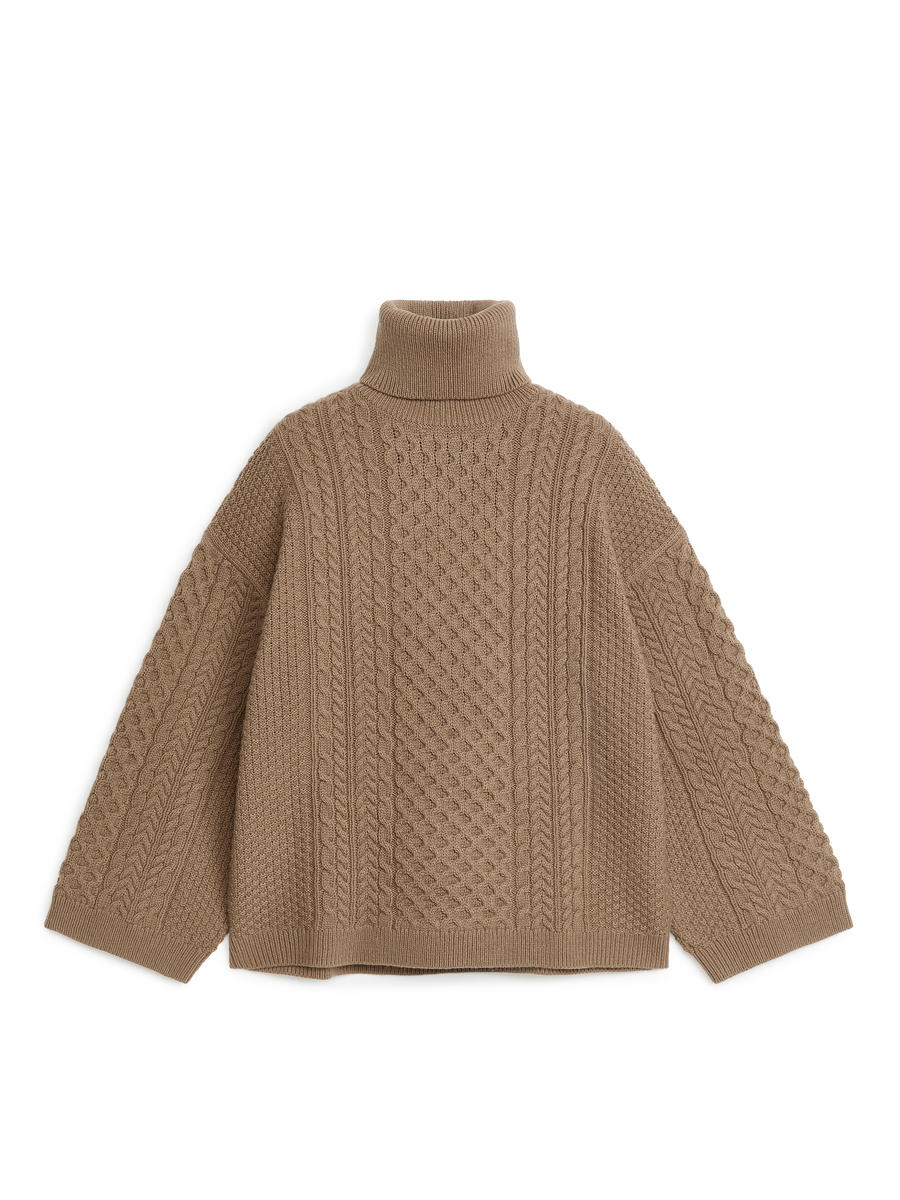 Camel cable knit jumper best sale