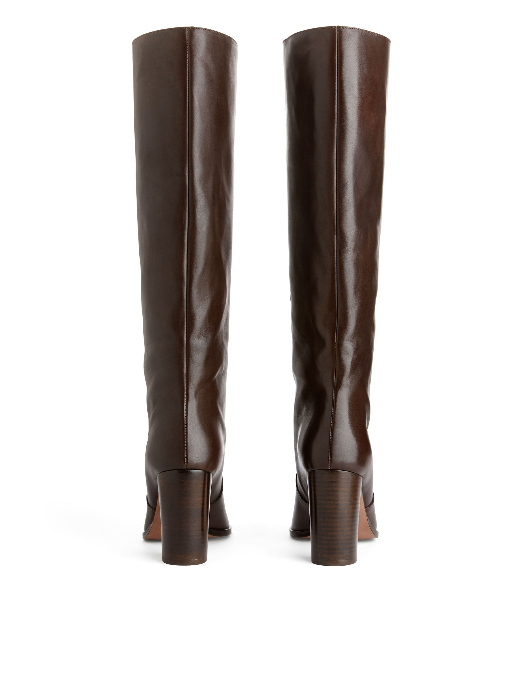 Knee-High Leather Boots - Brown - Women - StillMedia/DescriptiveStillLife - 3