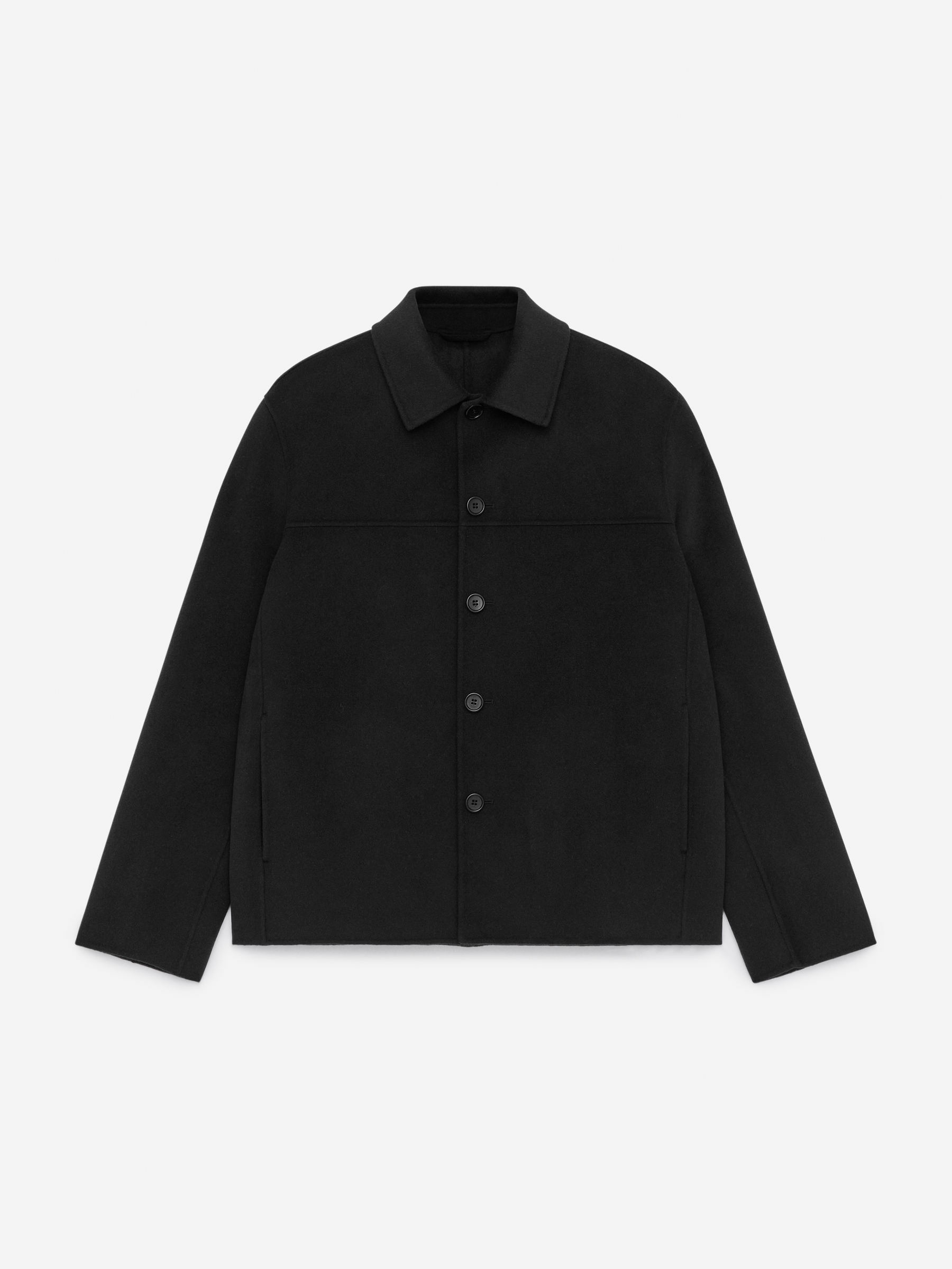 Veste en laine mélangée double face-Noir-14408