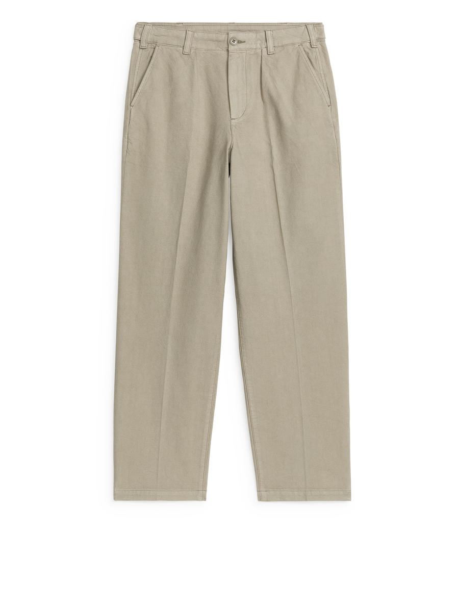 Cotton Canvas Utility Trousers-#9B958B-547