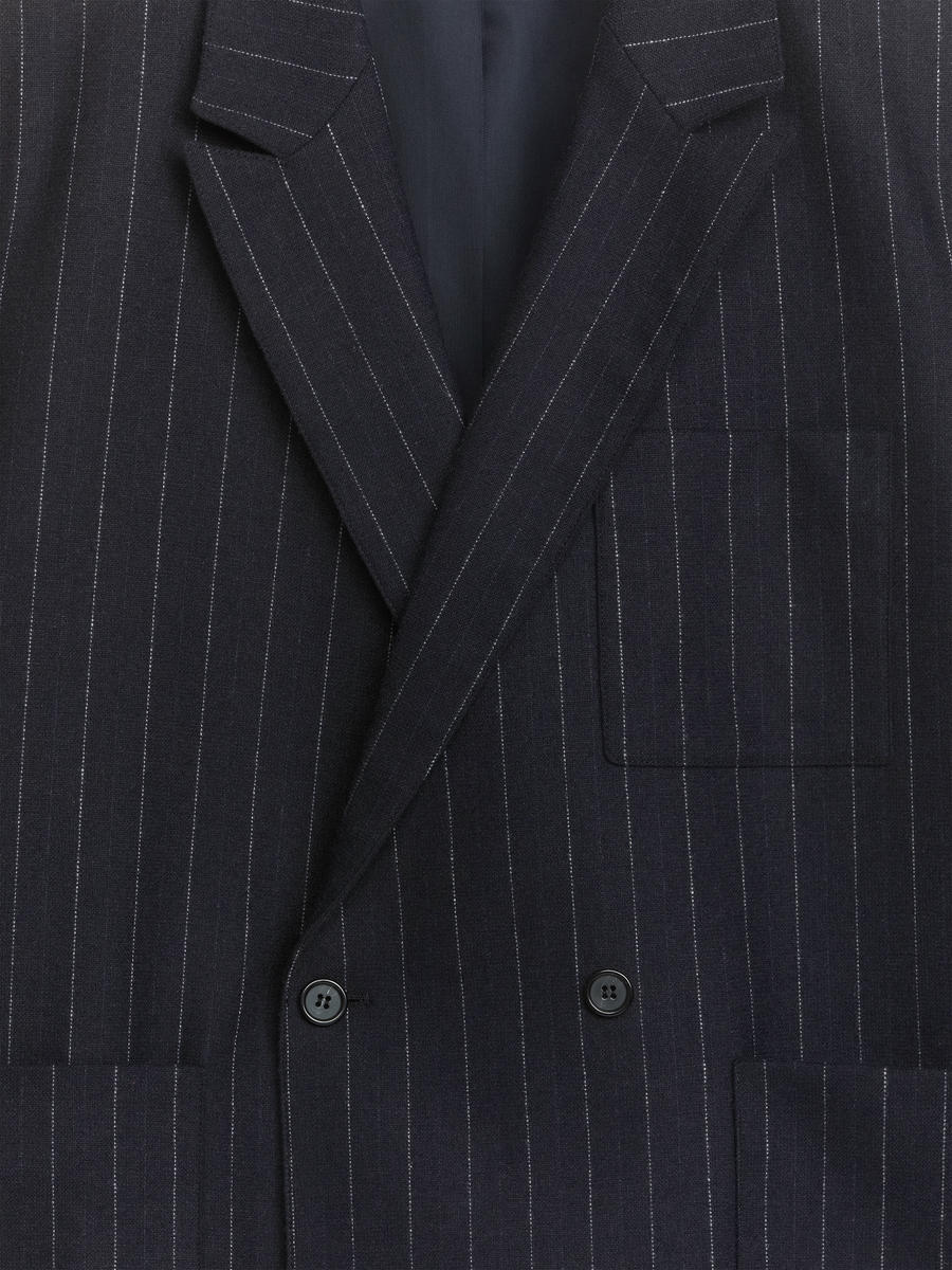 Wool Blend Blazer - Navy/Pinstripe - Regular fit - Men - 1186686001