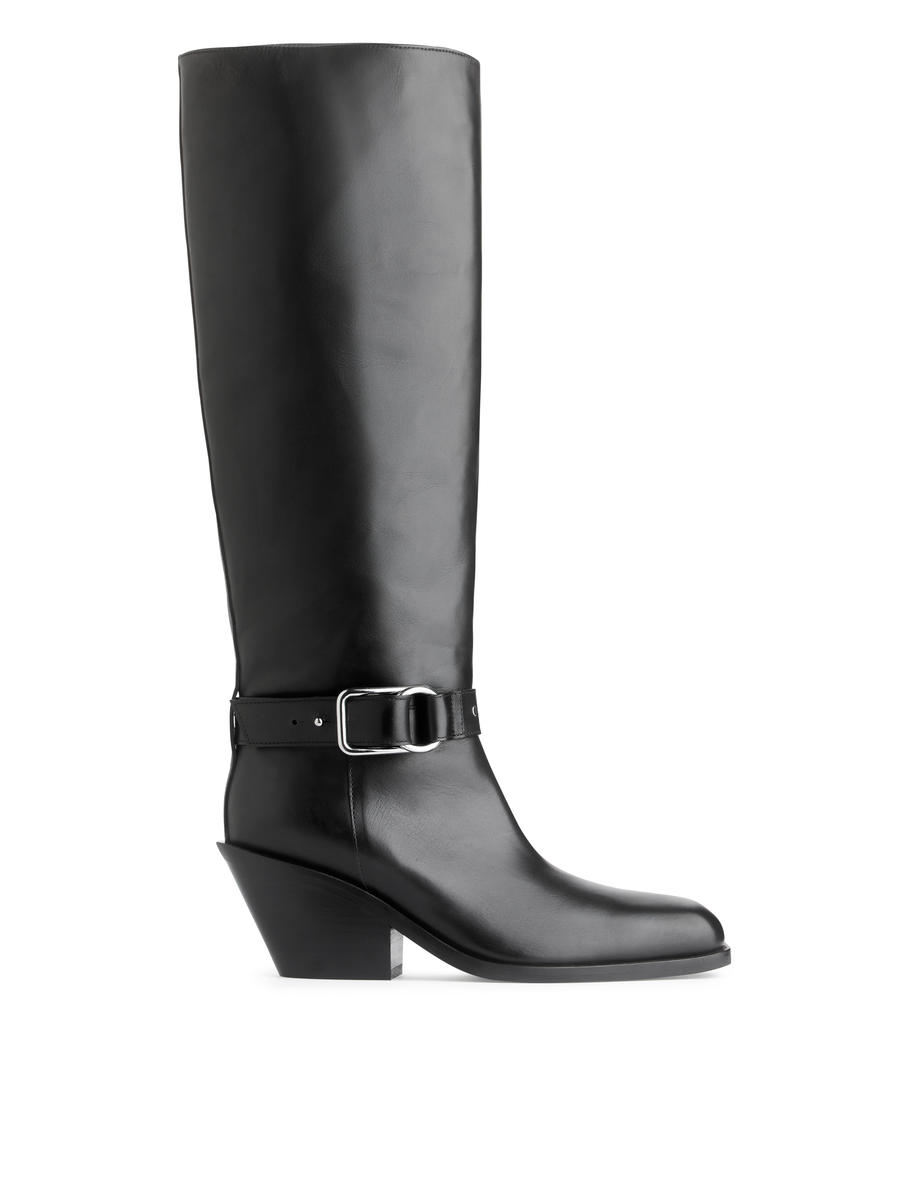 Knee-High Leather Boots-#272628-5715