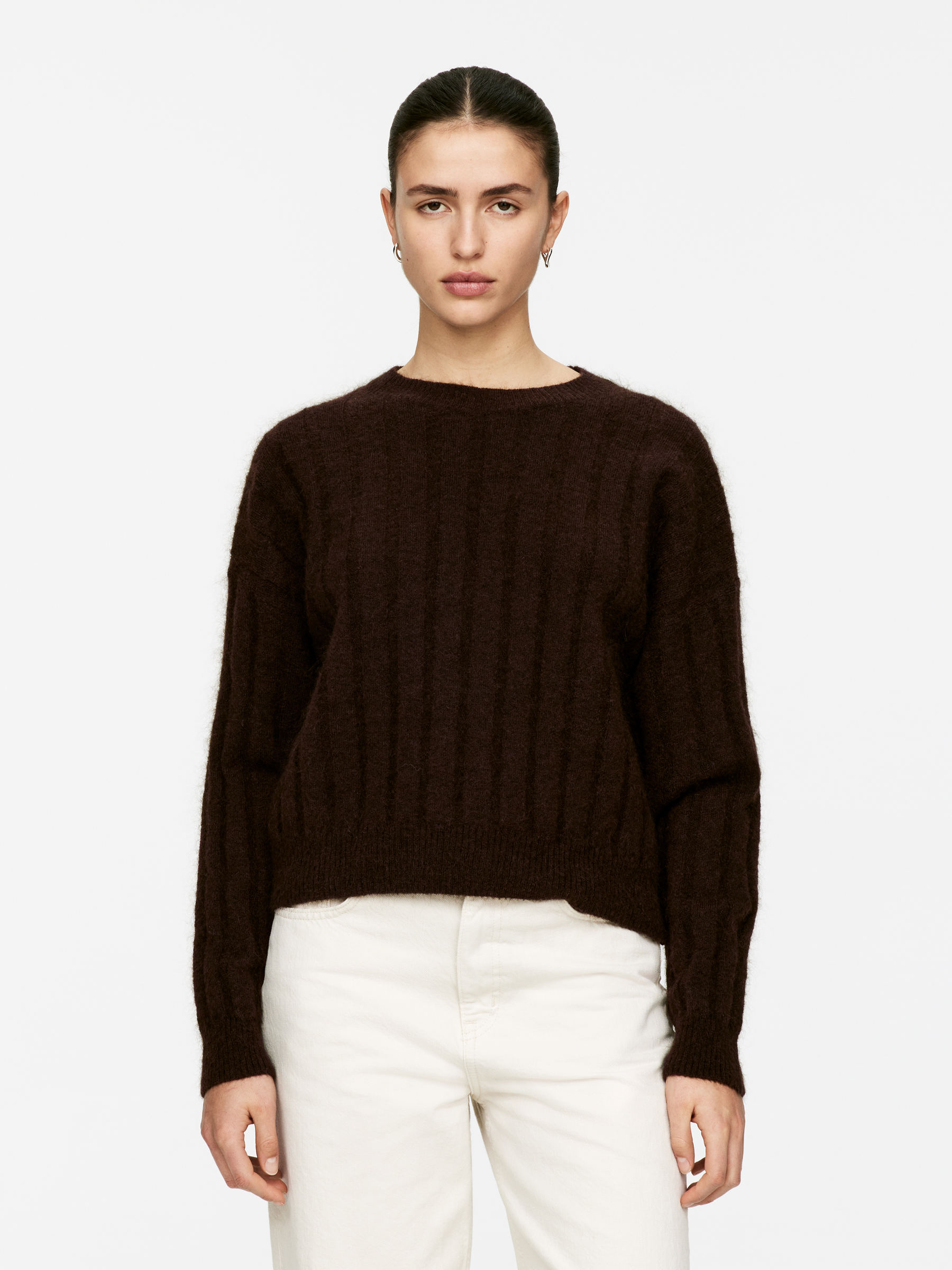 Pullover aus Mohair und Wolle - Dunkelbraun - Relaxed Fit - Damen - 1257073002