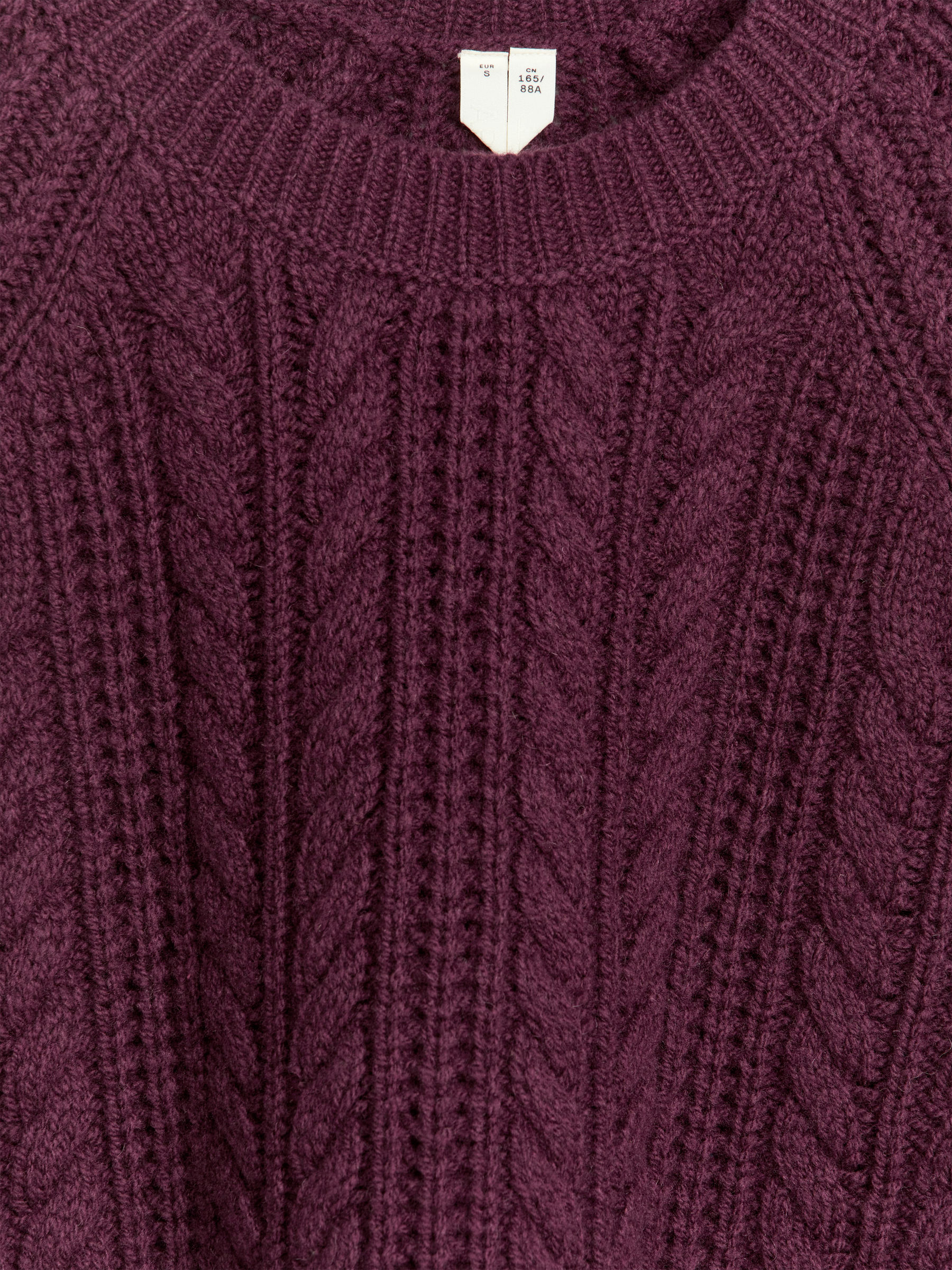 Cable-Knit Wool Jumper - Dark Red - Regular fit - Women - StillMedia/DescriptiveDetail - 2