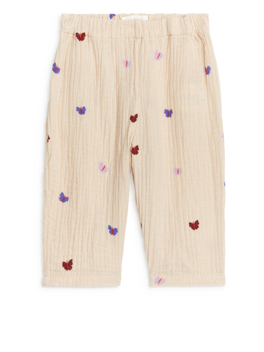 Cotton Muslin Trousers-#C5B9AB-11870