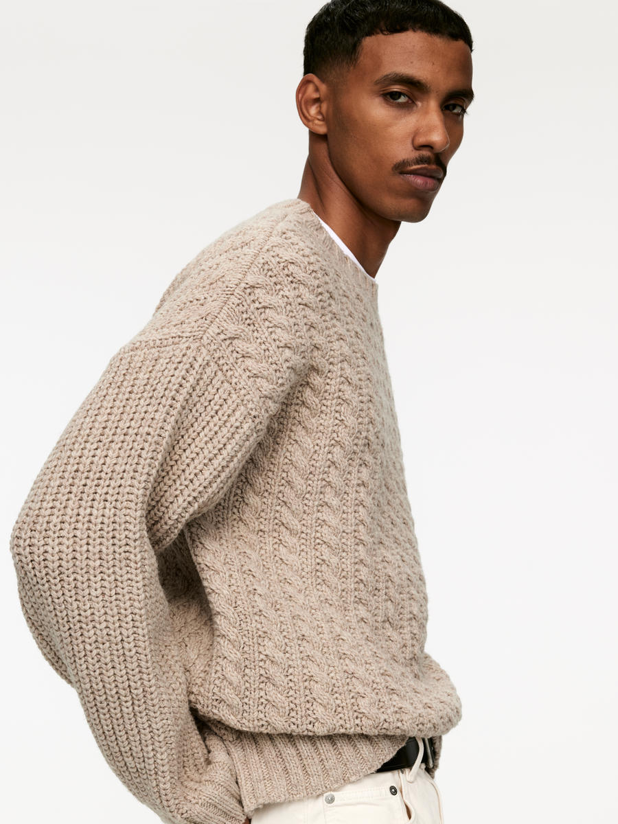 Mens beige knitted jumper hotsell